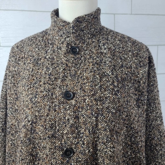 Eskandar Jacket Tweed 1 Lined Wool Blend Brown Black Oversized Lagenlook Boxy - Picture 3 of 14
